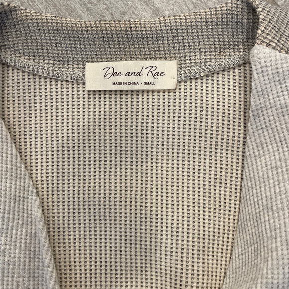 Striped Sleeve Waffle Cardigan Sweater - Picture 2 of 4